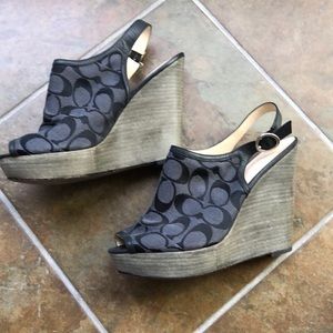 Coach platform heels size 9 black
